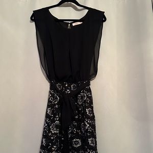 Black and silver mini dress